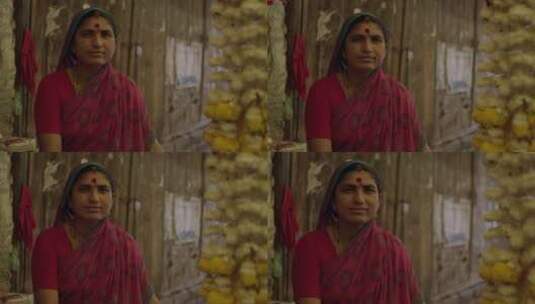 印度女人的传统挂花高清在线视频素材下载