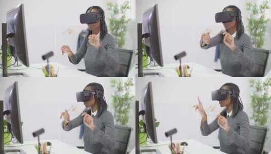 使用VR耳机的女性高清在线视频素材下载