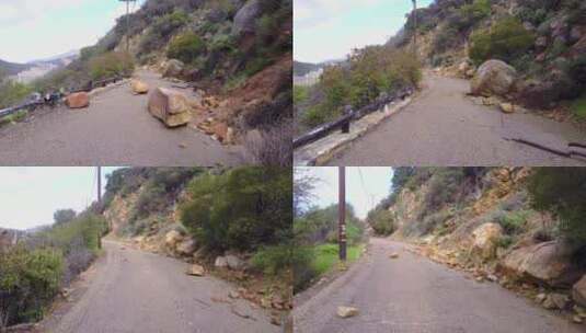 山体滑坡堵塞了道路高清在线视频素材下载