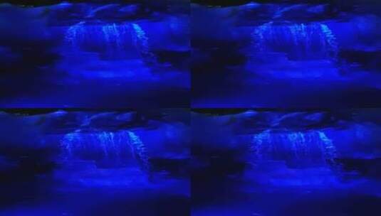 人造瀑布上的蓝光效应高清在线视频素材下载