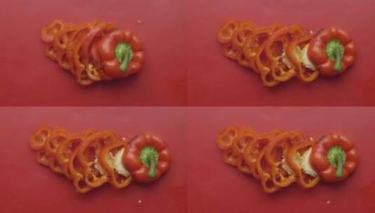 2K高速摄影烤焦的红色甜椒散落高清在线视频素材下载