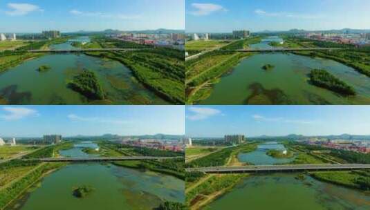 乌兰浩特市洮儿河航拍美景高清在线视频素材下载