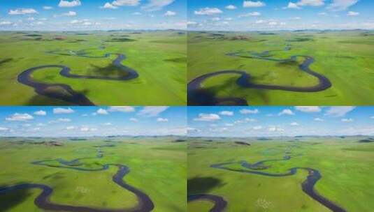 内蒙古呼伦贝尔大草原航拍延时摄影高清在线视频素材下载