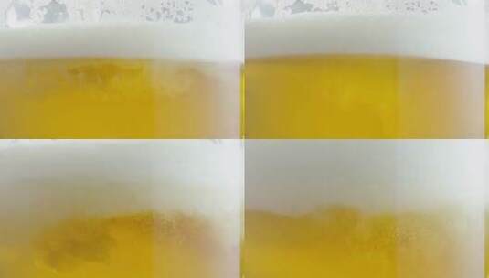 4K特写啤酒倒入的泡泡高清在线视频素材下载