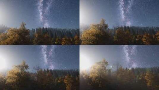 月光下的银河系星星延时摄影高清在线视频素材下载