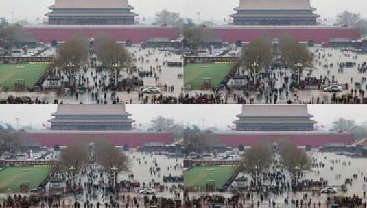 游客参观北京紫禁城延时镜头高清在线视频素材下载