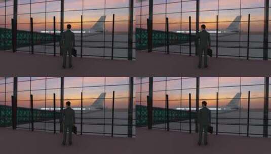 在机场等候的男人高清在线视频素材下载