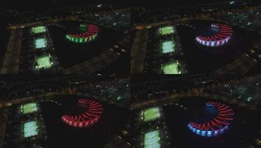 上海东方体育中心夜景4K航拍高清在线视频素材下载