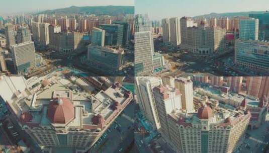 青海省西宁市海湖新区索菲特4K航拍素材高清在线视频素材下载