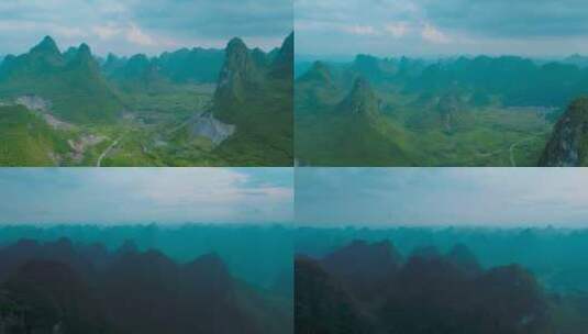 喀斯特地貌风景十万大山桂林河池广西航拍高清在线视频素材下载