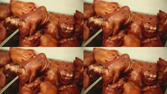 各种卤货大肠猪耳朵猪蹄猪肝酱货熟食高清在线视频素材下载