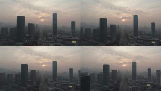 航拍山东济南城市风光地标建筑高清在线视频素材下载