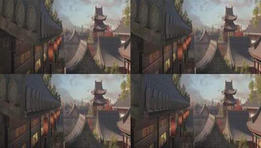 三维中国古代建筑高清在线视频素材下载