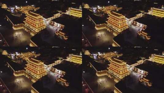 广东省潮州市城市夜景航拍高清在线视频素材下载