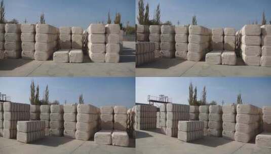 新疆棉花脱籽加工打包高清在线视频素材下载