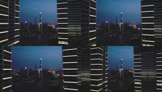 上海外滩夜景大楼间穿梭高清在线视频素材下载