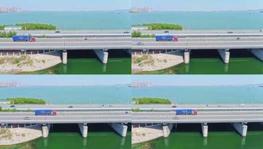 厦门新阳大桥城市交通航拍高清在线视频素材下载