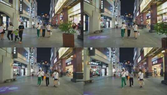 广西南宁兴宁路骑楼老街步行街夜景夜市街景高清在线视频素材下载