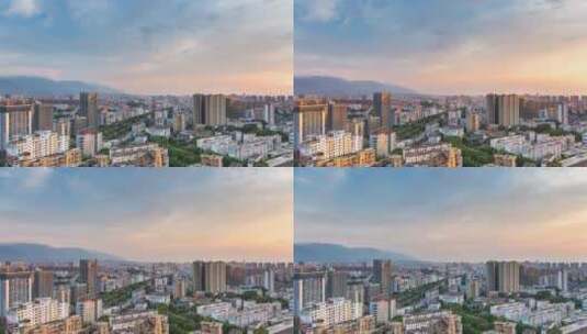 鸟瞰江西省九江市城市景观黄昏入夜延时高清在线视频素材下载