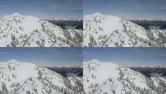 覆盖着积雪和松树的山顶高清在线视频素材下载