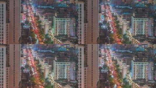 城市夜景高机位车流延时高清在线视频素材下载