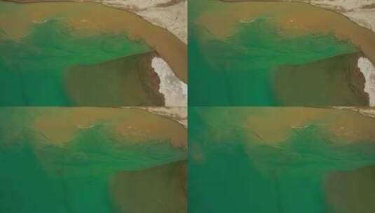 航拍翠绿的黑山湖高清在线视频素材下载