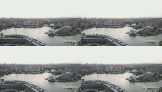 上海之鱼奉贤泡泡公园奉贤博物馆全景4K航拍高清在线视频素材下载