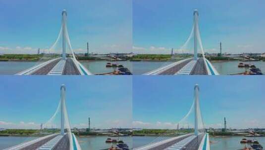 东莞滨海湾大桥低飞侧面右环绕高清在线视频素材下载