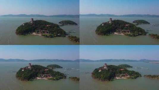 航拍太湖上的岛屿高清在线视频素材下载