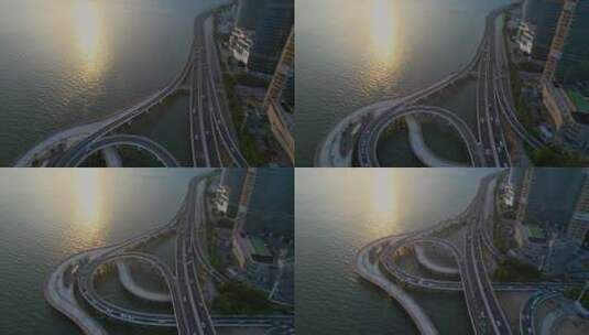 航拍演武大桥建筑景观高清在线视频素材下载