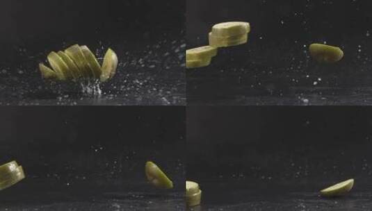 中华猕猴桃果片掉落棚拍高清在线视频素材下载