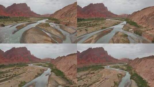 新疆库车大峡谷航拍高清在线视频素材下载