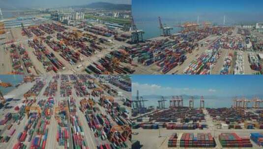 航拍厦门港口码头景观合集高清在线视频素材下载