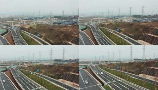 义乌环城路阳光大道互通城市交通4K航拍高清在线视频素材下载