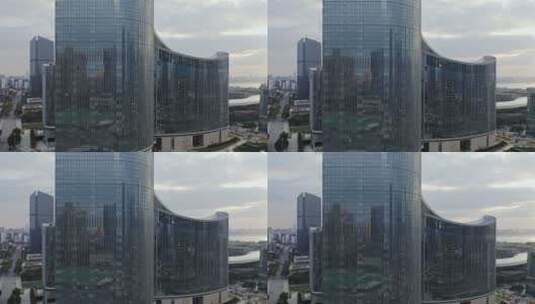 航拍苏州九龙仓国际金融中心建筑特写高清在线视频素材下载