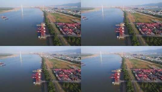 江西九江物流繁忙的九江港高清在线视频素材下载