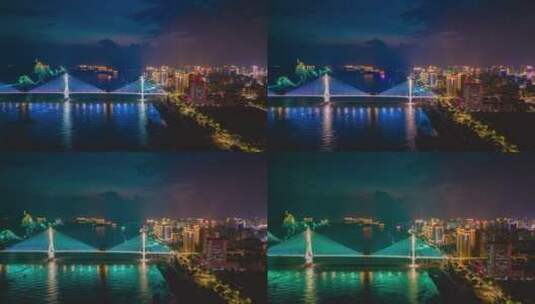 宜昌夷陵长江大桥夜景宜昌夜景宜昌延时摄影高清在线视频素材下载