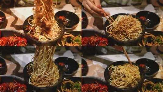 武汉地方特色美食小吃热干面高清在线视频素材下载