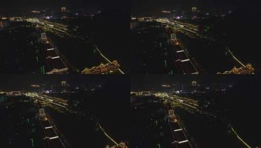 湖南通道城市夜景灯光航拍高清在线视频素材下载