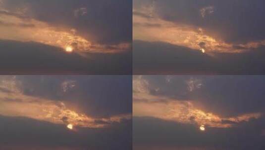 日落实拍夕阳延时天空晚霞太阳穿过云朵阳光高清在线视频素材下载