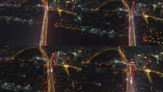 上海杨浦大桥夜景延时航拍04高清在线视频素材下载