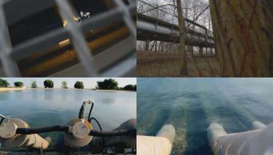石油、天然气或水通过金属管道的管道运输高清在线视频素材下载