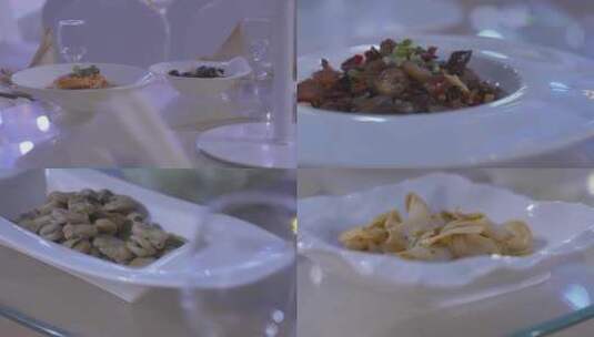 餐桌宴会上各种名吃小菜高清在线视频素材下载