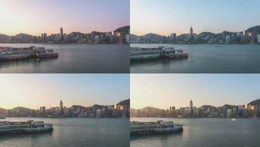 香港海运大厦天星码头日出光影高清在线视频素材下载