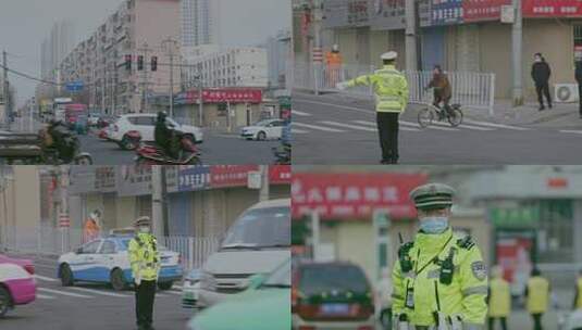 十字路口指挥交通的警察高清在线视频素材下载