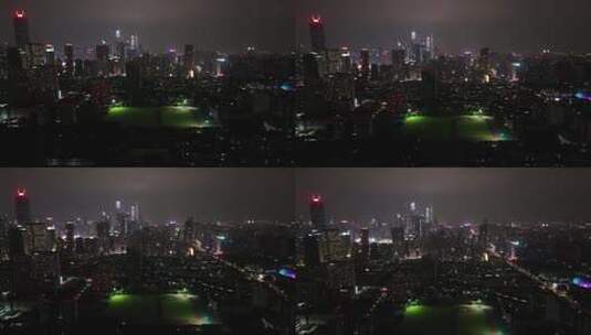航拍广州CBD城市地标夜景高清在线视频素材下载