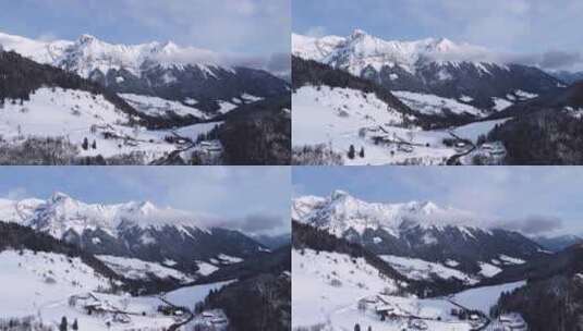 美丽的史诗级山脉法国阿尔卑斯山无人机镜头高清在线视频素材下载