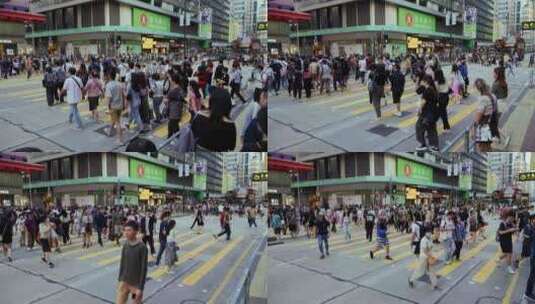香港旺角街头人头攒动街景高清在线视频素材下载