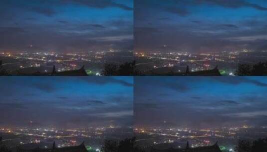【6K】雨后雨雾缭绕的小城夜景高清在线视频素材下载