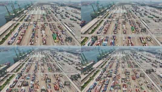 天津港集装箱码头航拍高清在线视频素材下载
